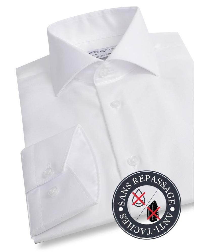 XOOS CLASSIC-FIT white men's dress shirt honeycomb cotton - NON IRON AND STAIN FREE (NANOCARE)