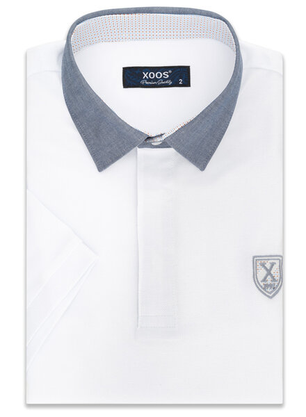 XOOS Men's white XOOS short sleeve polo shirt - Gray collar