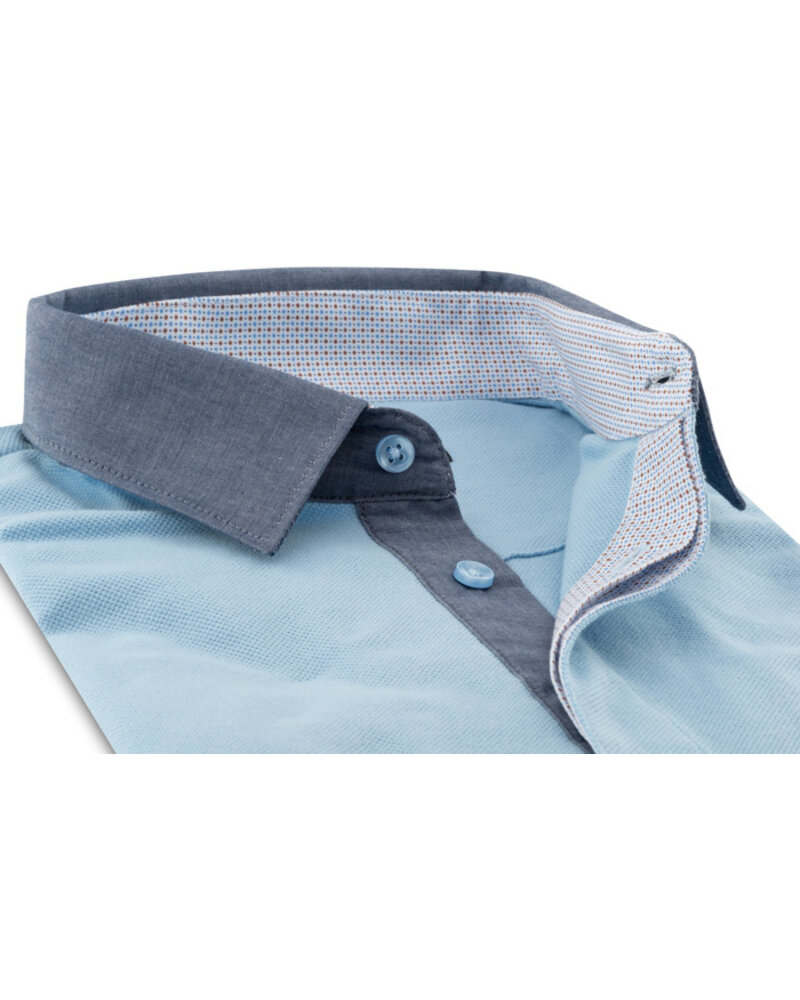 XOOS Polo homme XOOS Manches courtes bleu ciel et col gris