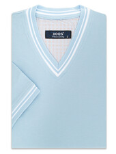 XOOS Light blue knit short-sleeve V-neck T-shirt
