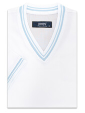 XOOS White knit short-sleeve V-neck T-shirt