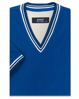 XOOS T-shirt en maille bleu à manches courte et Col V
