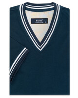 XOOS T-shirt en maille bleu marine à manches courte et Col V