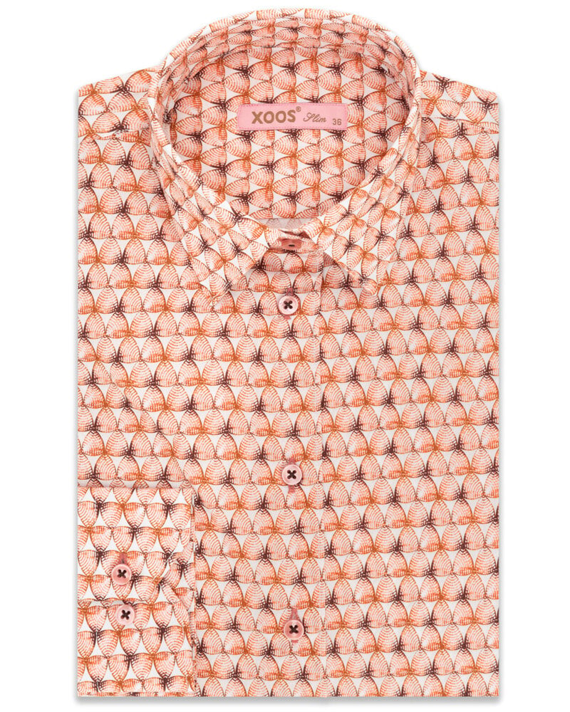 XOOS WOMEN'S orange printed dress shirt