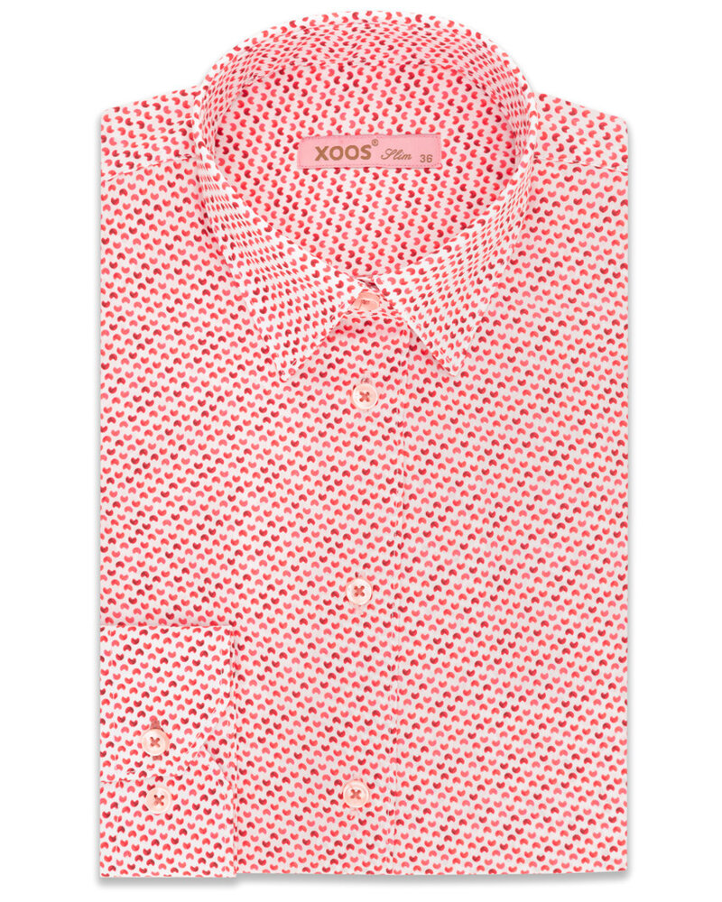 XOOS WOMEN'S red spotted pattern print dress shirt