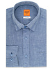 XOOS Chemise homme en lin bleu chambray galon de col marine