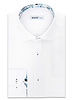 XOOS Men's white fitted linen shirt with navy floral lining