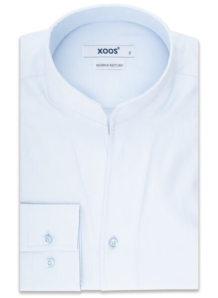 XOOS Chemise homme bleu ciel à col droit ouvert (Double Retors)