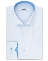 XOOS Blue fine striped and fitted dress shirt for men with blue lining (Double Twisted)