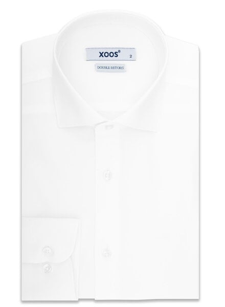 XOOS Chemise homme en gabardine Double Retors blanche et col Italien