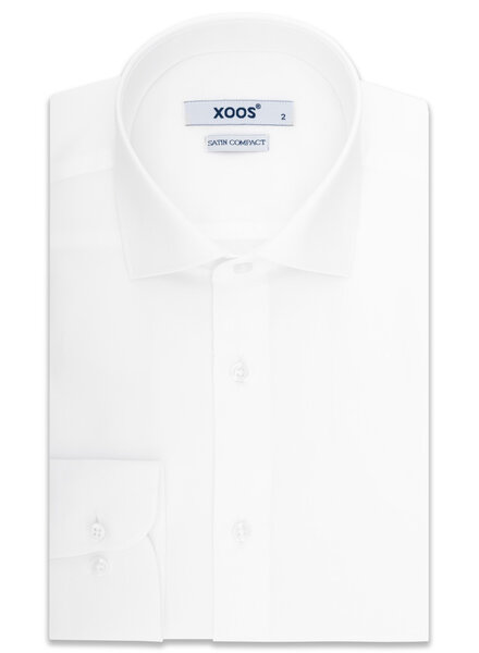 XOOS Men's white Sateen cotton dress shirt with Cutaway collar