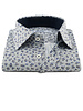 XOOS Chemise homme à rayures et motifs floral grises et bleues doublure marine
