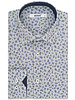 XOOS Chemise homme à rayures et motifs floral grises et bleues doublure marine