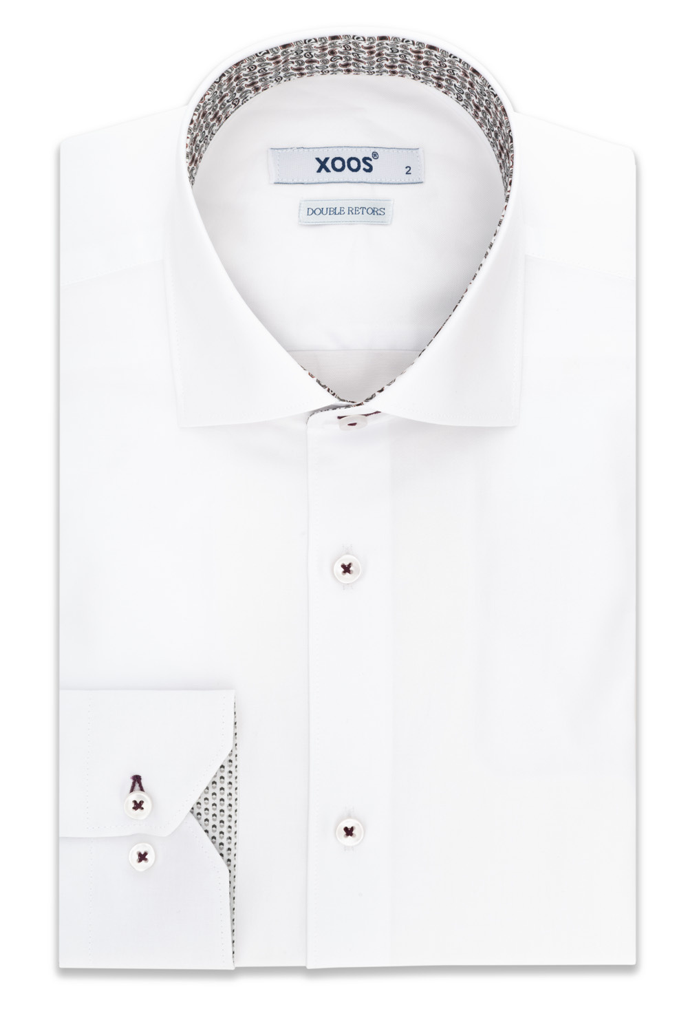Chemise homme blanche doublure Paisley gris et bourgogne Double Retor XOOS.CA