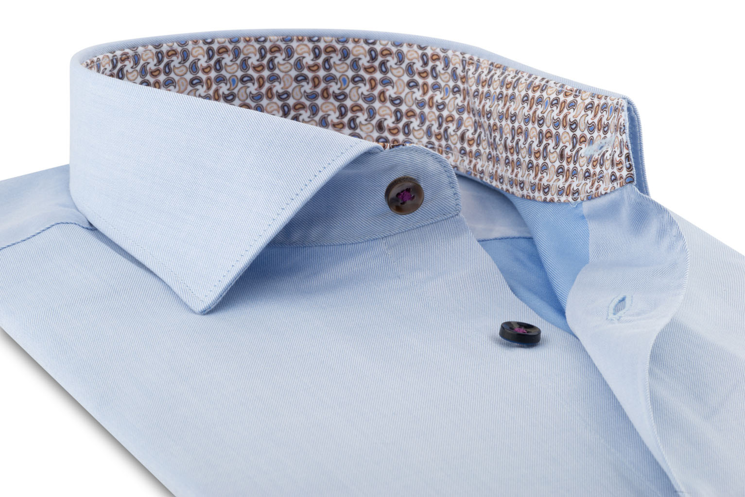 Light blue men s shirt with Paisley lining and matching buttons Doubl XOOS.CA