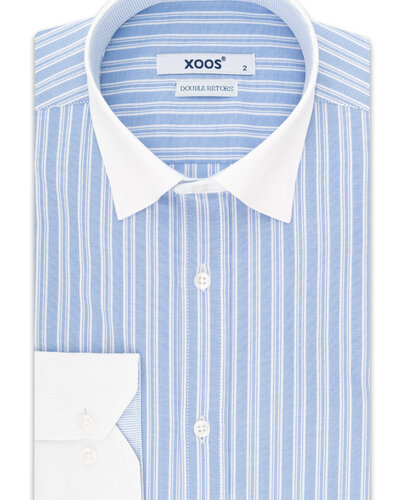 Blue shirt white collar mens online