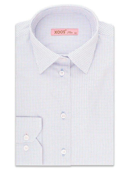 XOOS Chemisier femme à micro pois rose et bleu