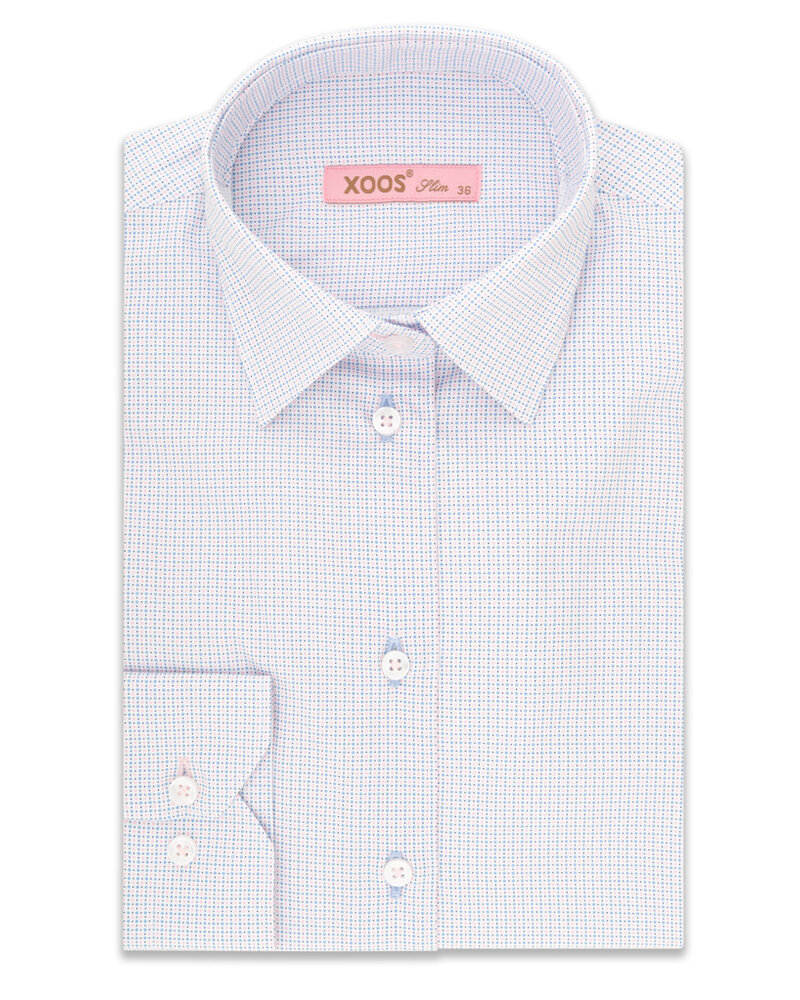 XOOS Chemisier femme à micro pois rose et bleu