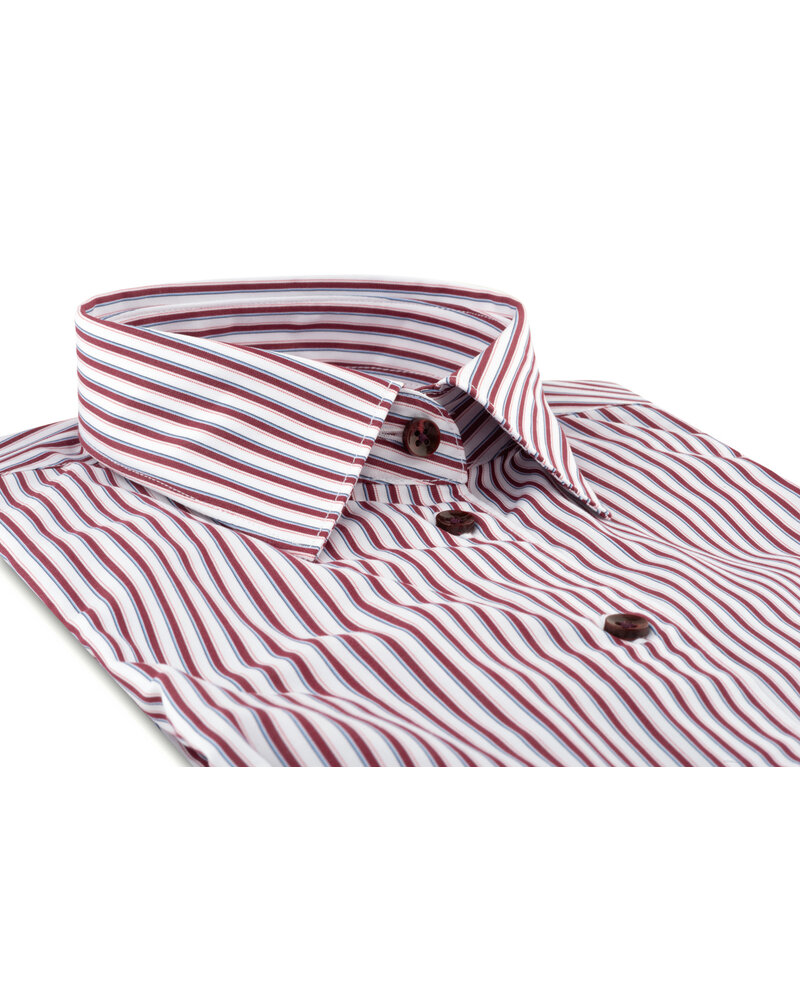XOOS Women's burgundy striped dress shirt