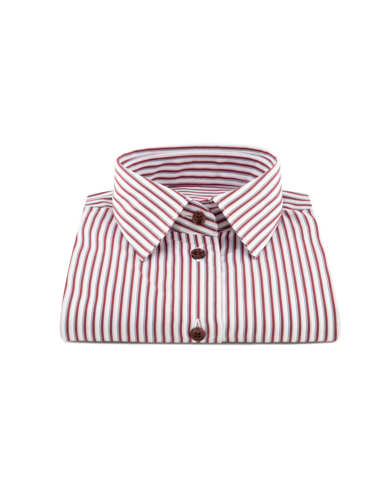 XOOS Women's burgundy striped dress shirt