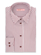 XOOS Women's burgundy striped dress shirt