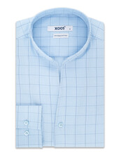 XOOS Chemise homme ciel à carreaux et col droit ouvert
