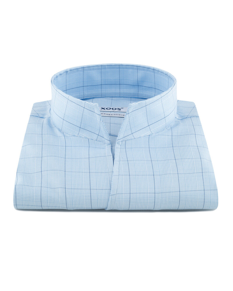 XOOS Chemise homme ciel à carreaux et col droit ouvert