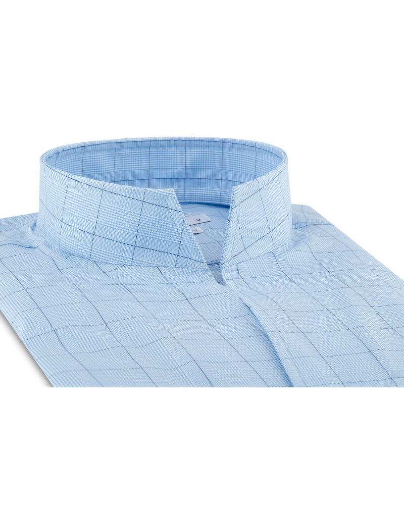 XOOS Chemise homme ciel à carreaux et col droit ouvert