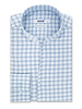 XOOS Men's blue dress shirt and navy checks with straight open collar