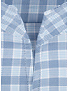 XOOS Men's blue dress shirt and navy checks with straight open collar