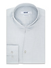 XOOS Chemise homme bleue gris à col droit ouvert (Double Retors)