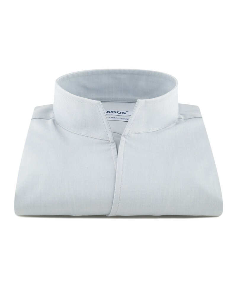 XOOS Chemise homme bleue gris à col droit ouvert (Double Retors)