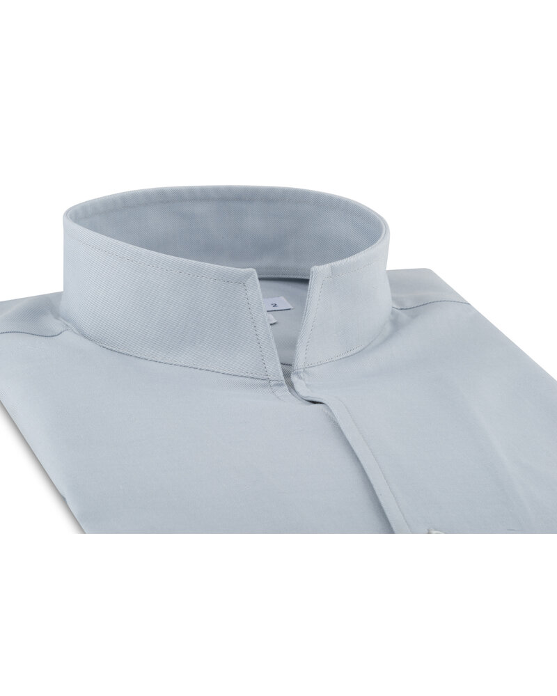XOOS Chemise homme bleue gris à col droit ouvert (Double Retors)