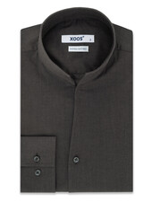 XOOS Chemise homme gris anthracite à col droit ouvert (Double Retors)
