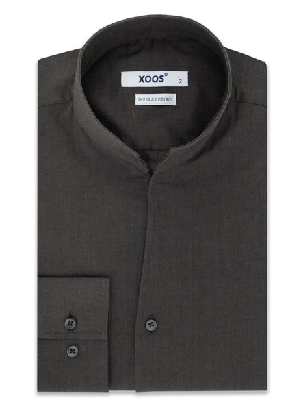 XOOS Chemise homme gris anthracite à col droit ouvert (Double Retors)