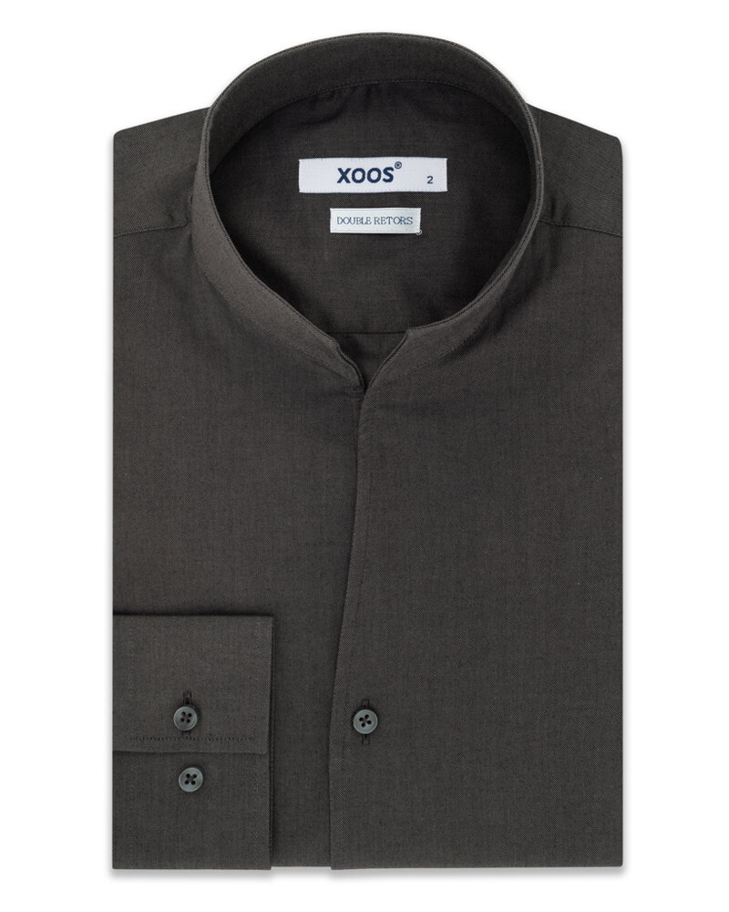 XOOS Chemise homme gris anthracite à col droit ouvert (Double Retors)