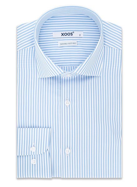 XOOS Chemise homme à rayures bleu ciel