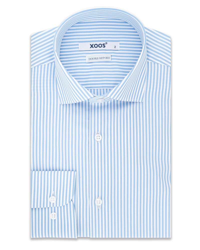 XOOS Chemise homme à rayures bleu ciel