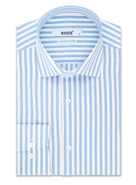 XOOS Chemise homme à rayures baton bleu ciel