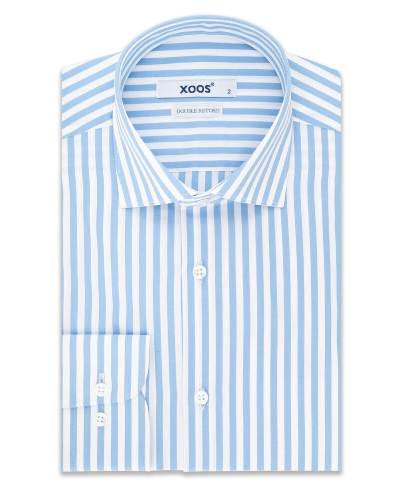 XOOS Chemise homme à rayures baton bleu ciel