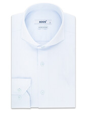 XOOS Chemise homme ciel à rayures ton sur ton et col Full Spread (Double Retors)