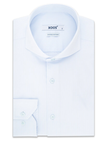 XOOS Chemise homme ciel à rayures ton sur ton et col Full Spread (Double Retors)