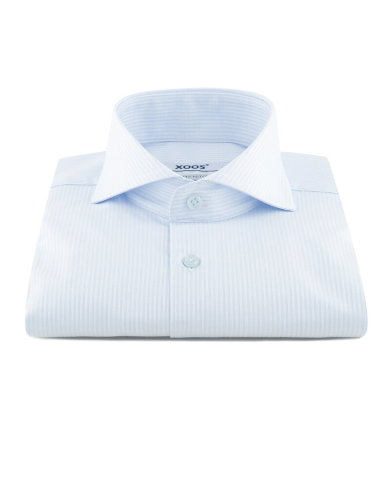 XOOS Chemise homme ciel à rayures ton sur ton et col Full Spread (Double Retors)
