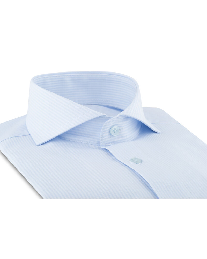 XOOS Chemise homme ciel à rayures ton sur ton et col Full Spread (Double Retors)