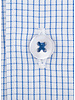 XOOS Chemise homme à très fins carreaux bleus et galon bleu (Double Retors)