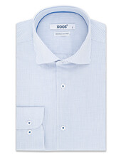 XOOS Chemise homme à très fins carreaux bleus et galon bleu (Double Retors)