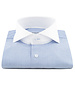 XOOS Chemise homme financière bleu à col Full Spread (Double Retors)