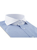 XOOS Chemise homme financière bleu à col Full Spread (Double Retors)