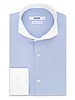 XOOS Chemise homme financière bleu à col Full Spread (Double Retors)