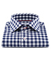 XOOS Chemise homme à carreaux marine et galon de col rouge